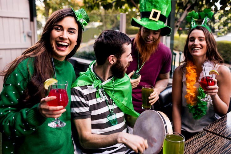 a group of friends at a st patricks day party