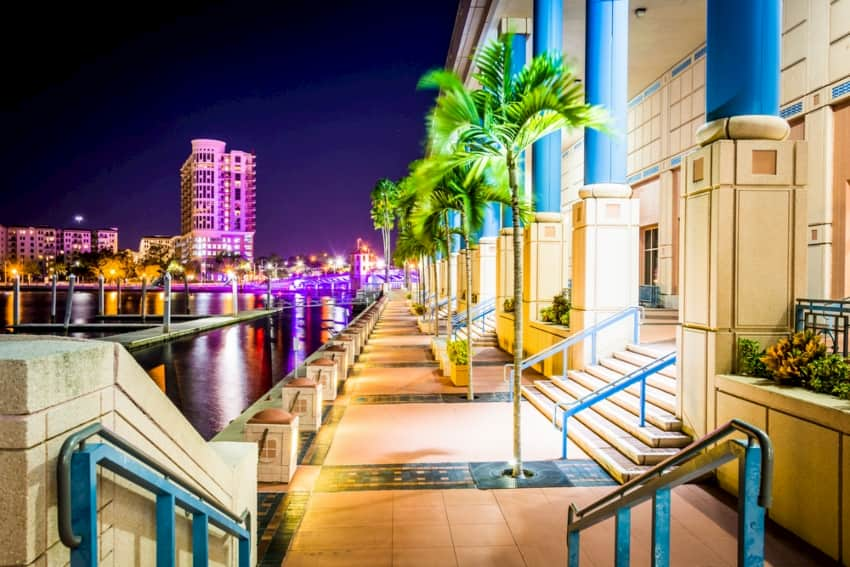 The Tampa Riverwalk at night