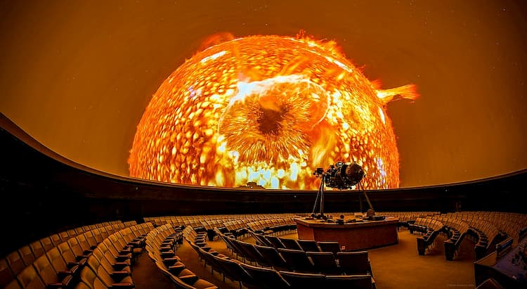 Image of sun during planetarium show at Fernbank Science Center