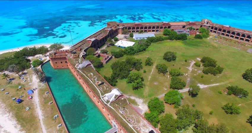 Aerial view of the fort in Dry Tortuga National Park