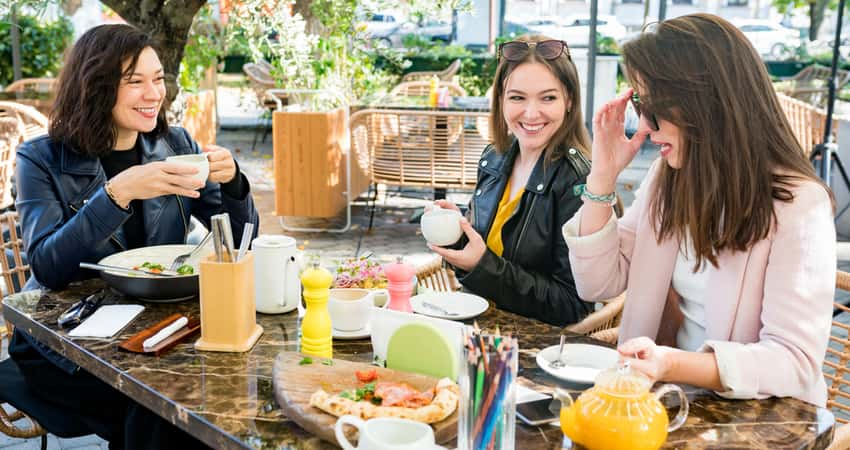 A group of friends having brunch