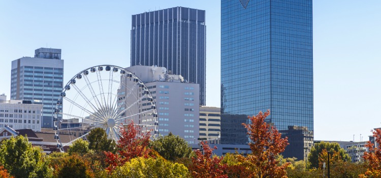 Atlanta skyline with ferris wheel